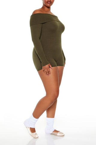 Plus Size Off-the-Shoulder Romper