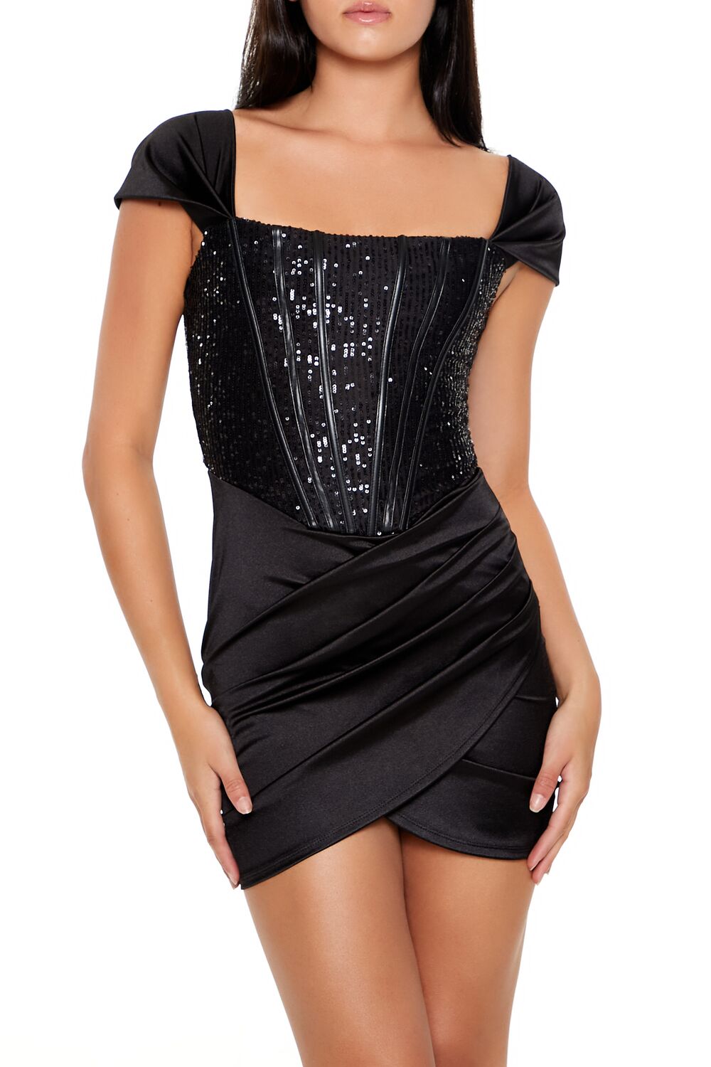  Forever 21 Sequin Corset Mini Dress - black-swatch - Bonton