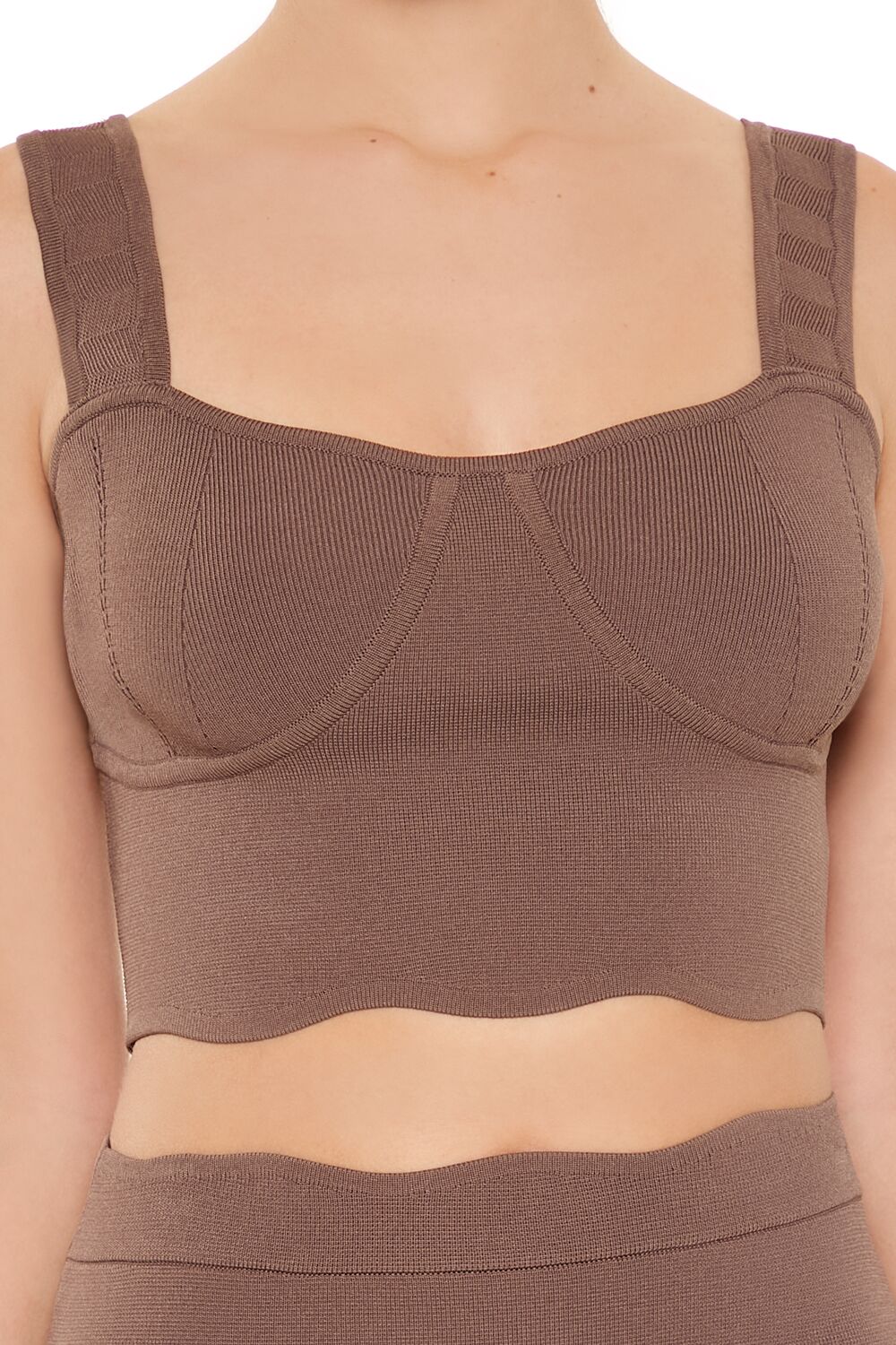  Forever 21 Sweater-Knit Bustier Crop Top - black - Bonton