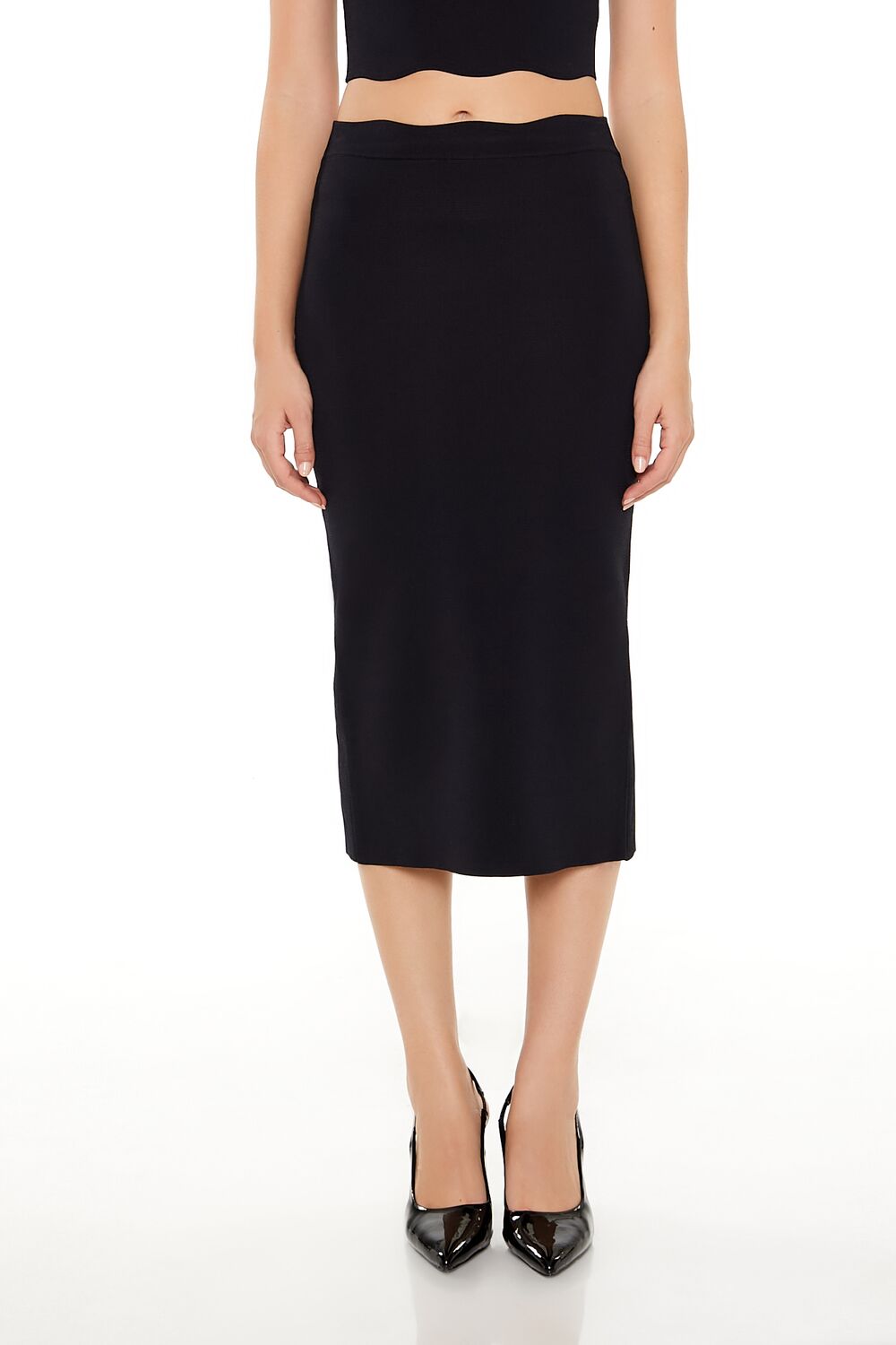  Forever 21 Sweater-Knit Midi Skirt - black - Bonton
