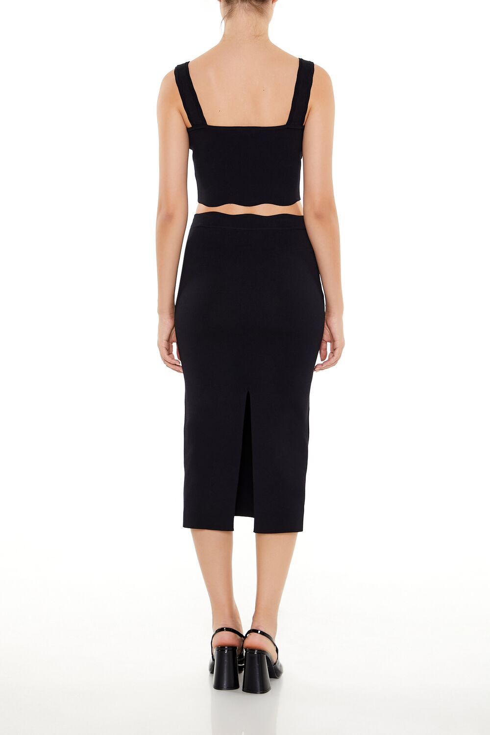  Forever 21 Sweater-Knit Midi Skirt - black - Bonton