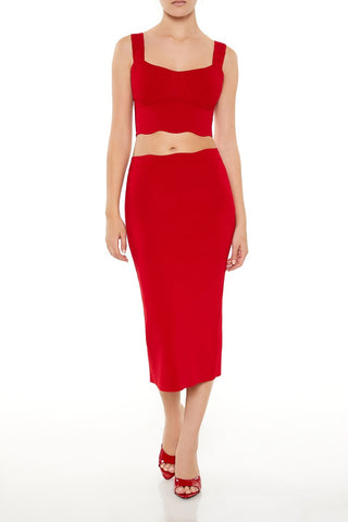 Sweater-Knit Midi Skirt