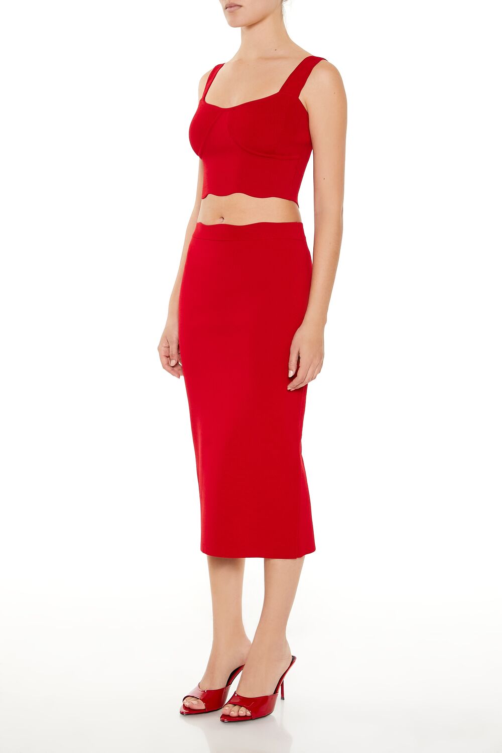  Forever 21 Sweater-Knit Midi Skirt - black - Bonton