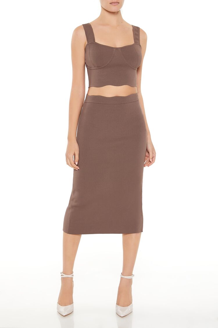  Forever 21 Sweater-Knit Midi Skirt - black - Bonton