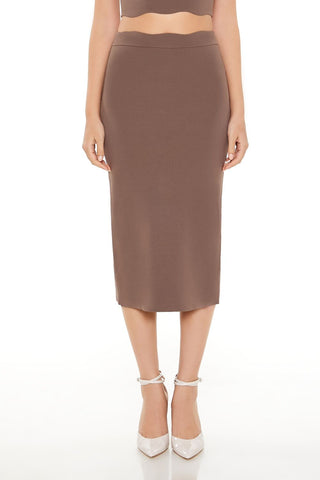 Sweater-Knit Midi Skirt
