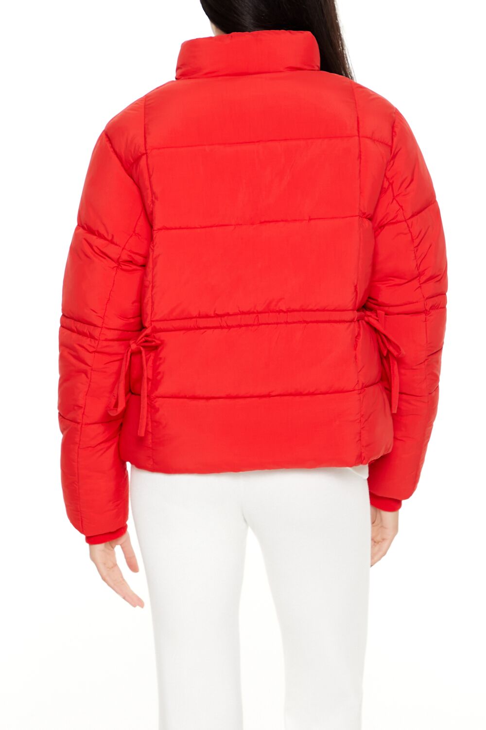  Forever 21 Quilted Zip-Up Puffer Jacket - high-risk-red-swatch - Bonton