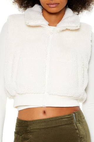 Faux Shearling Cropped Vest