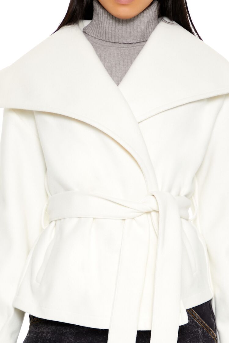  Forever 21 Brushed Tie-Waist Wrap Coat - egret-swatch - Bonton