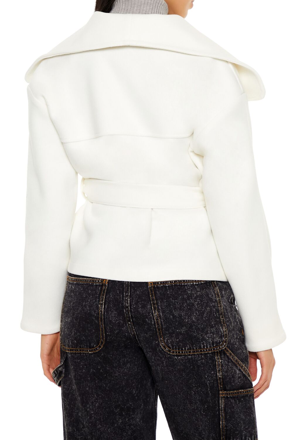 Forever 21 Brushed Tie-Waist Wrap Coat - egret-swatch - Bonton