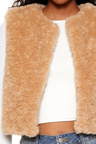 Faux Shearling Cropped Vest