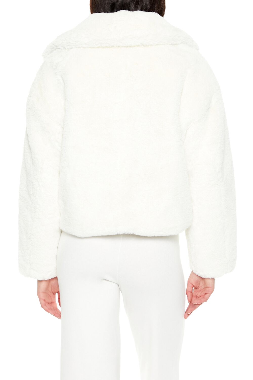  Forever 21 Faux Fur Zip-Up Coat - white - Bonton