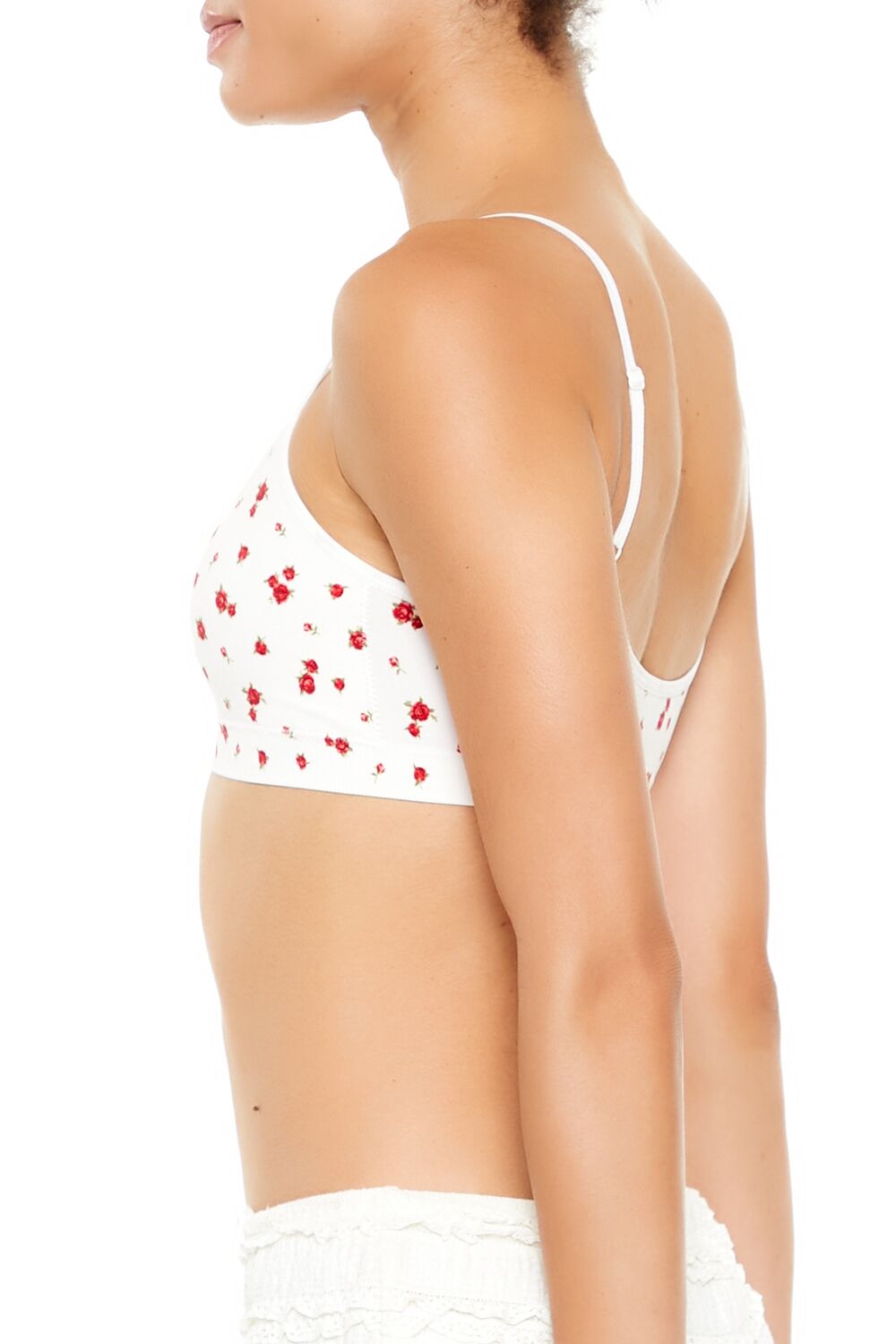  Forever 21 Seamless Rose Print Bralette - red-multi - Bonton
