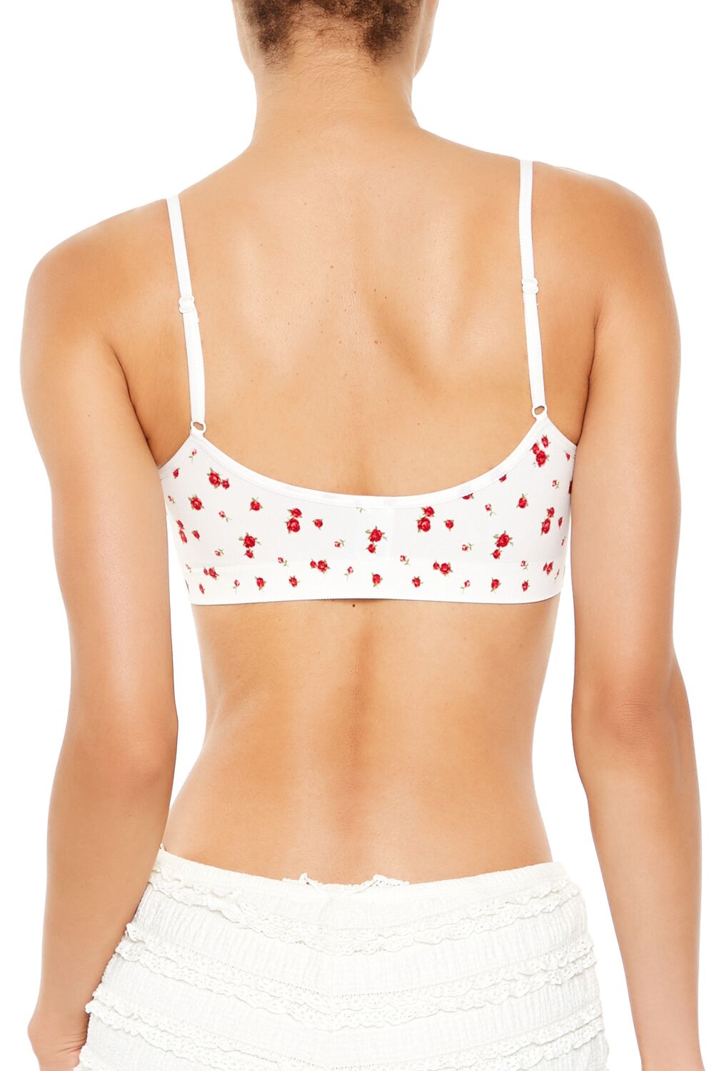  Forever 21 Seamless Rose Print Bralette - red-multi - Bonton