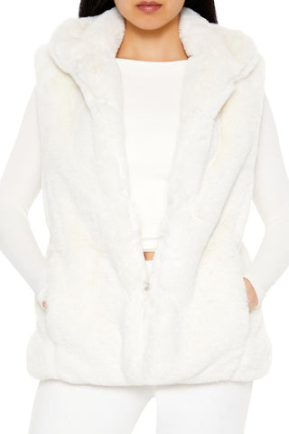 Notched Faux Fur Vest