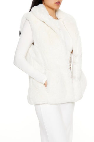 Notched Faux Fur Vest