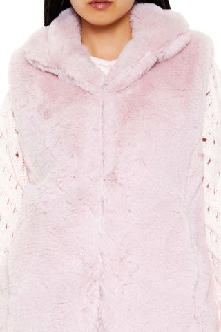 Notched Faux Fur Vest