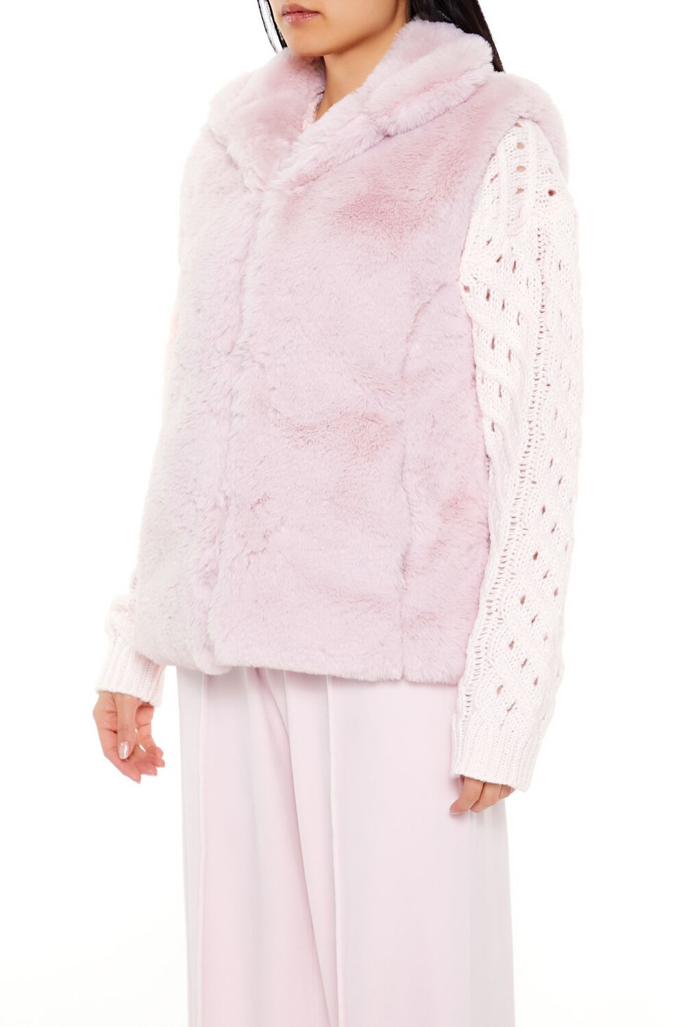  Forever 21 Notched Faux Fur Vest - blossom - Bonton