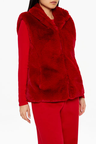 Notched Faux Fur Vest