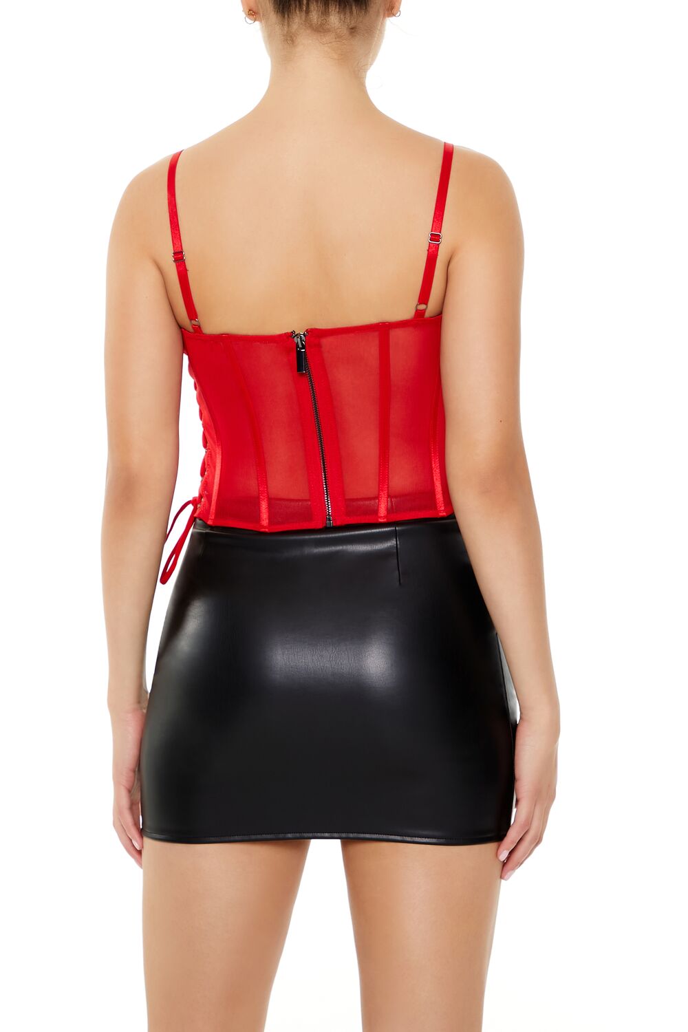  Forever 21 Sheer Mesh Corset Cami - black - Bonton