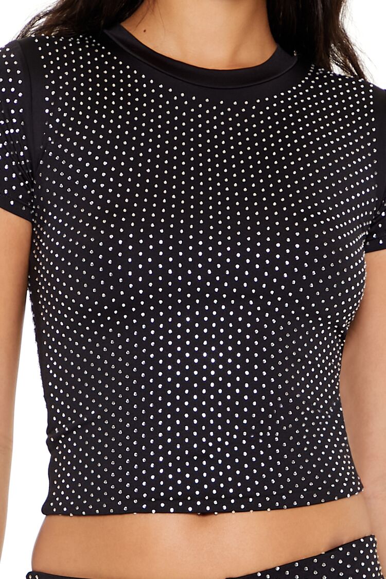  Forever 21 Contour Sculpt Rhinestone Tee - black - Bonton