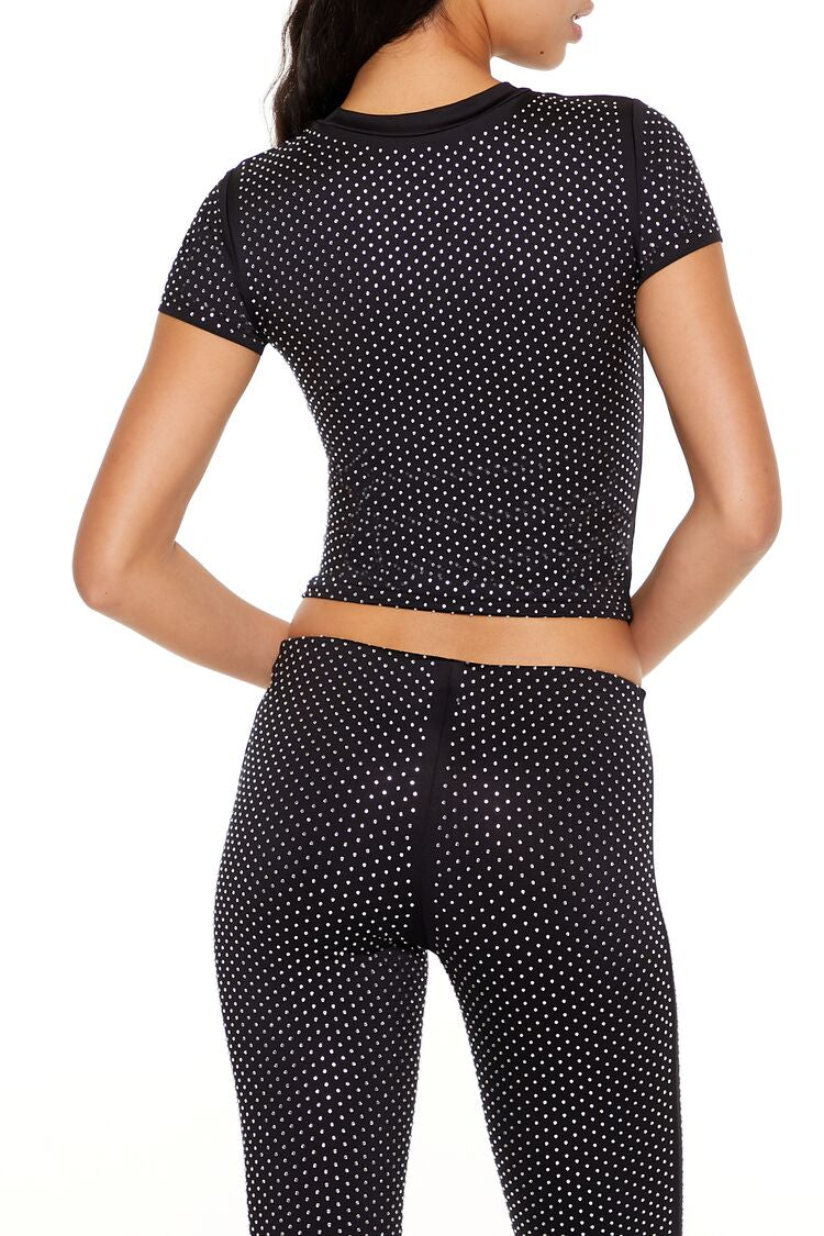  Forever 21 Contour Sculpt Rhinestone Tee - black - Bonton