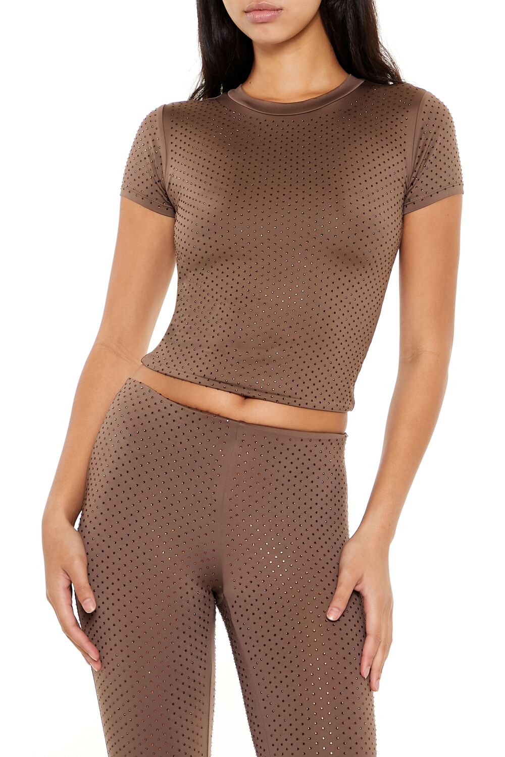  Forever 21 Contour Sculpt Rhinestone Tee - black - Bonton