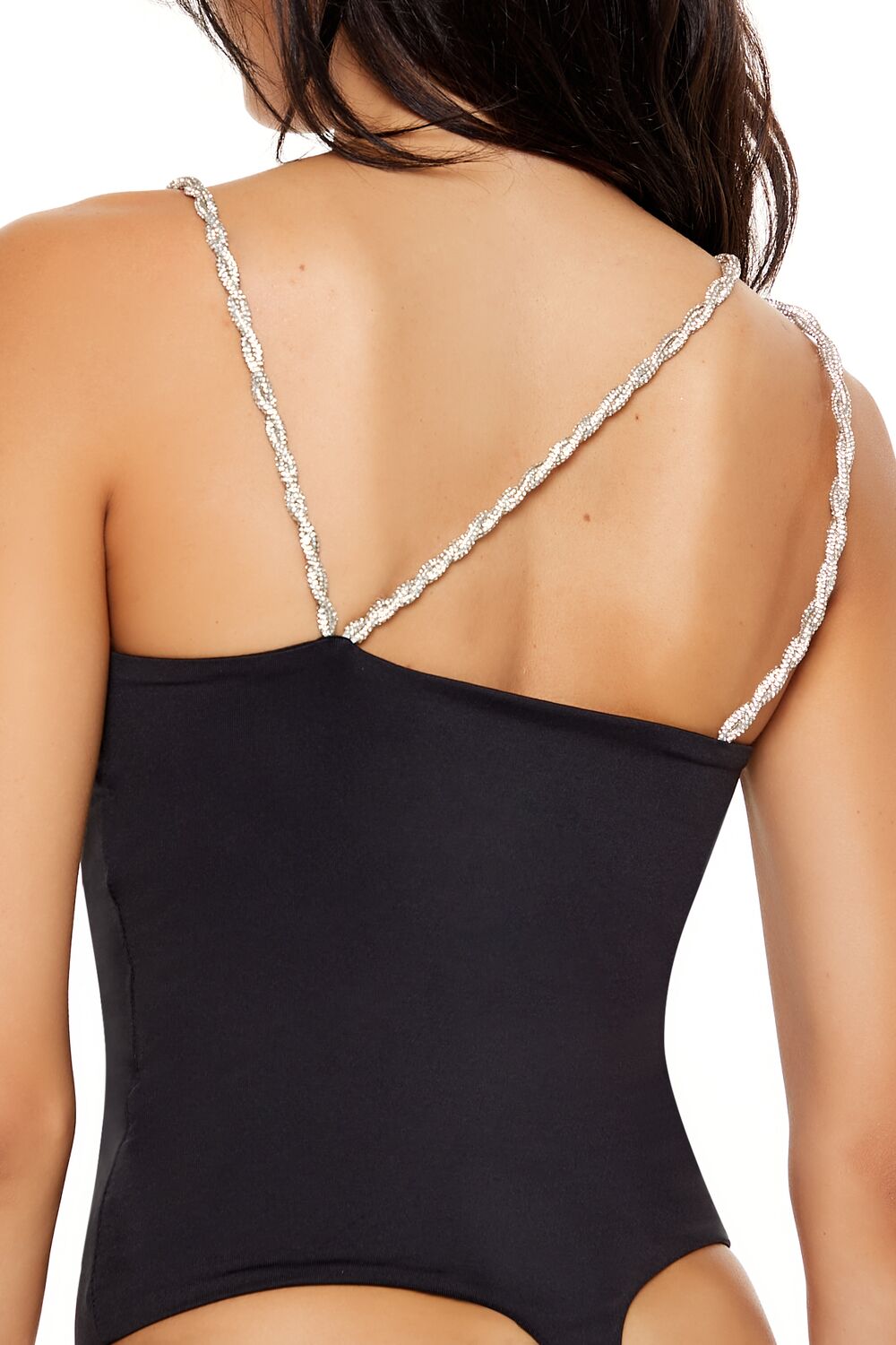  Forever 21 Contour Sculpt Metallic-Strap Bodysuit - black - Bonton