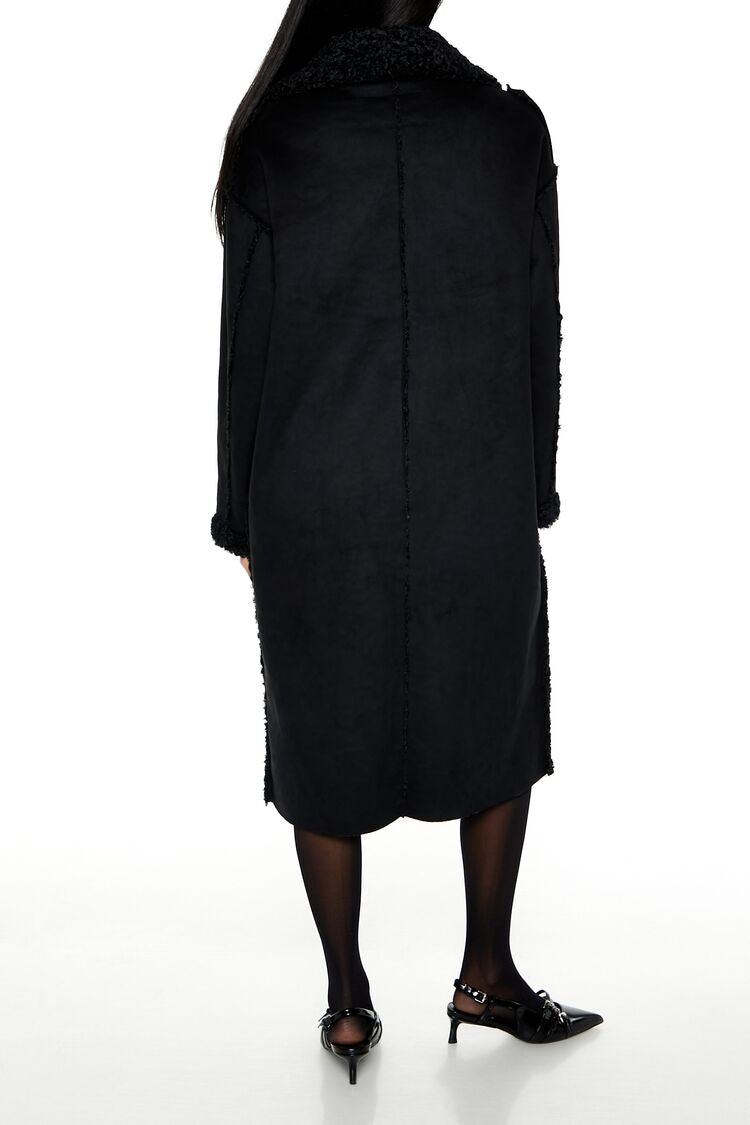  Forever 21 Faux Shearling & Suede Coat - black-swatch - Bonton
