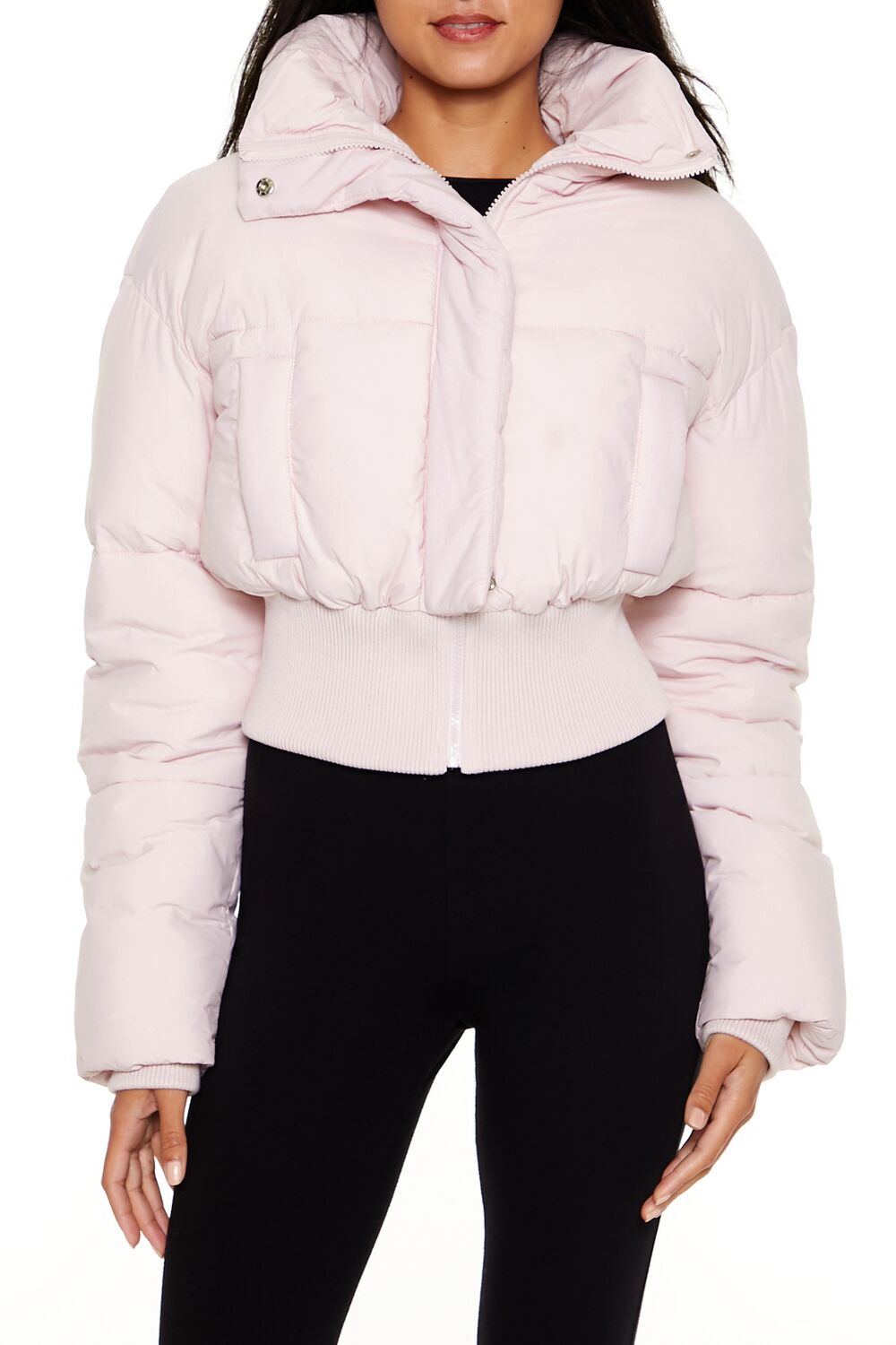  Forever 21 Quilted Cropped Puffer Jacket - blossom - Bonton