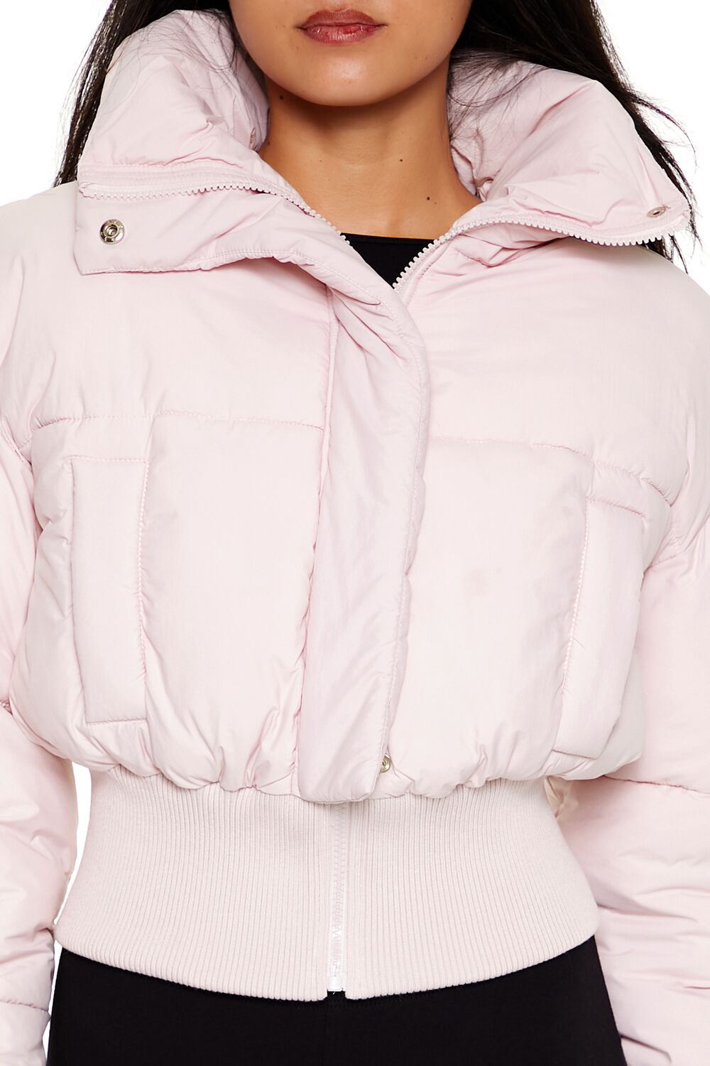 Forever 21 Quilted Cropped Puffer Jacket - blossom - Bonton