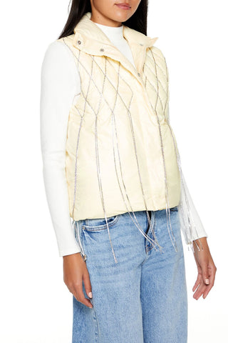 Quilted Rhinestone Fringe Vest