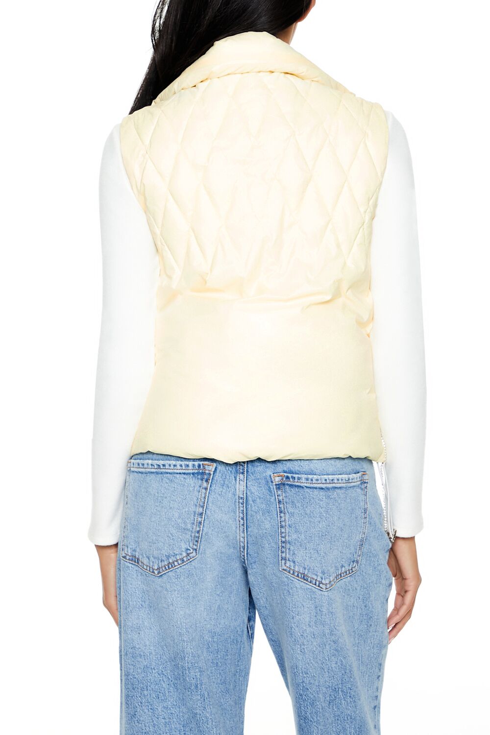  Forever 21 Quilted Rhinestone Fringe Vest - egret-swatch - Bonton