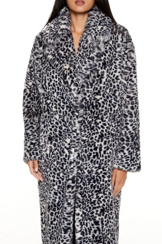 Faux Fur Leopard Longline Coat