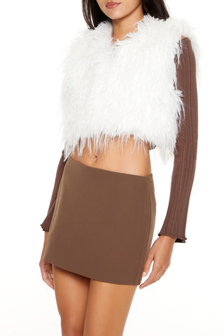 Shaggy Faux Fur Cropped Vest