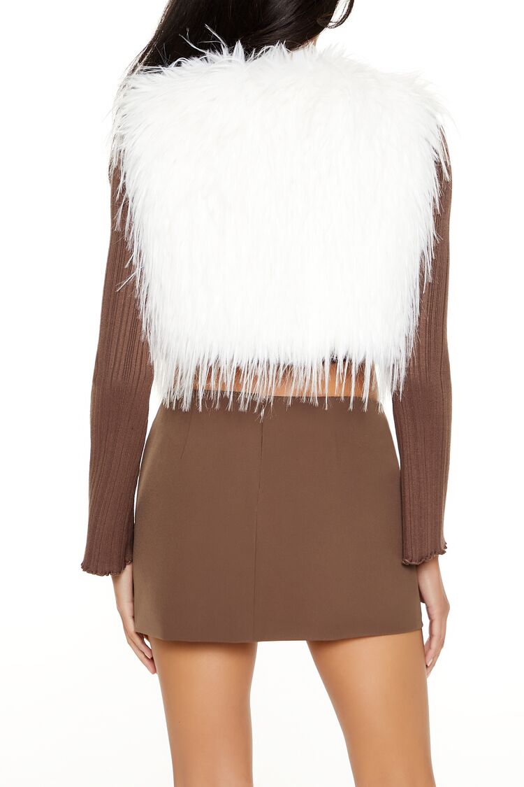  Forever 21 Shaggy Faux Fur Cropped Vest - egret-swatch - Bonton