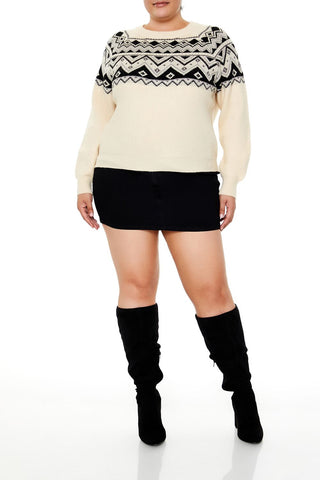 Plus Size Geo Print Sweater