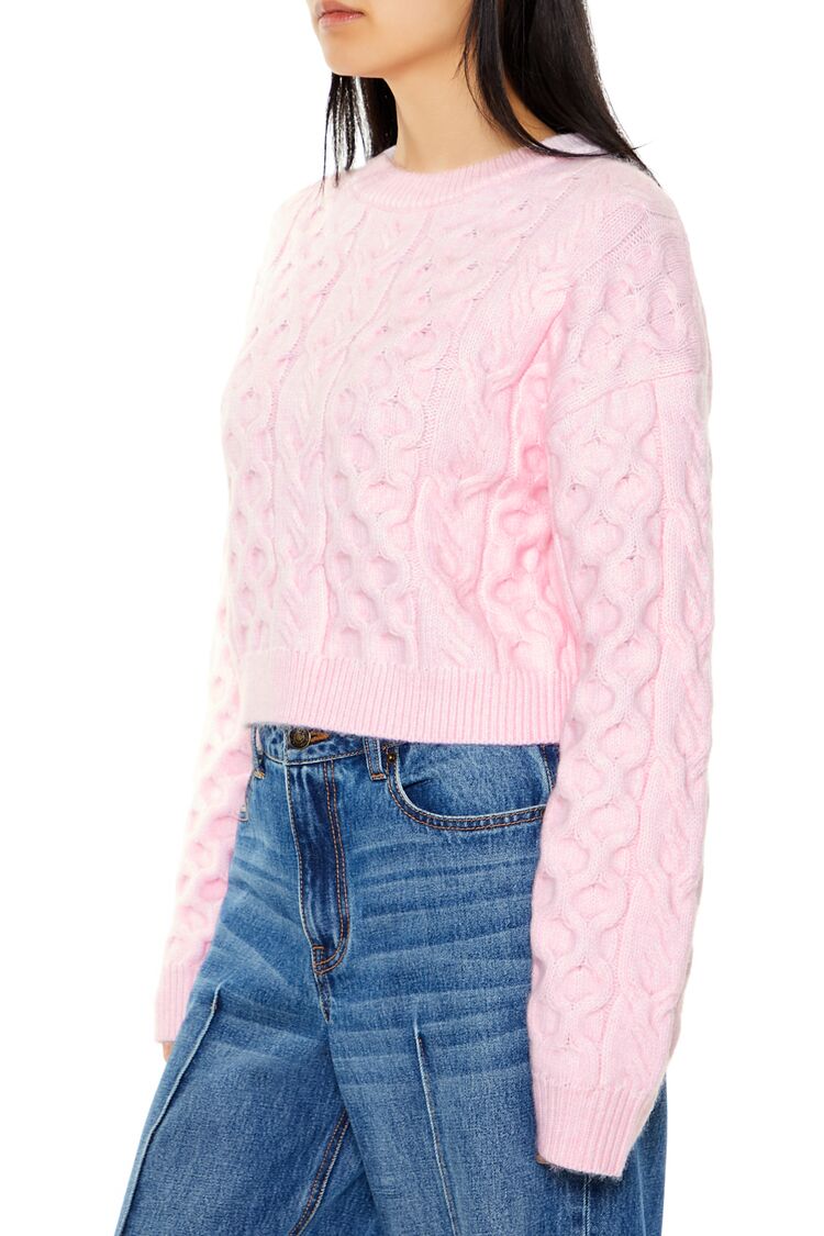  Forever 21 Cable & Honeycomb Knit Sweater - seashell pink - Bonton