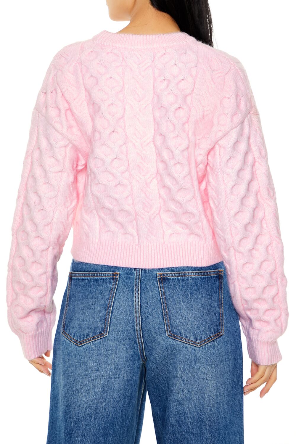  Forever 21 Cable & Honeycomb Knit Sweater - seashell pink - Bonton