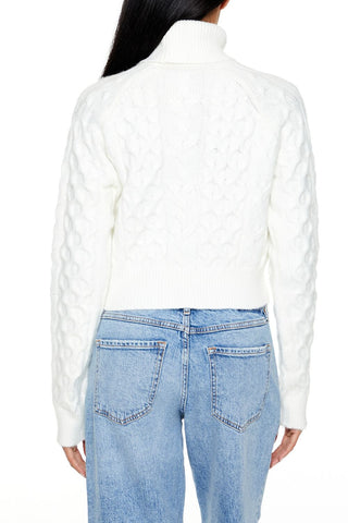 Cropped Cable Knit Turtleneck Sweater