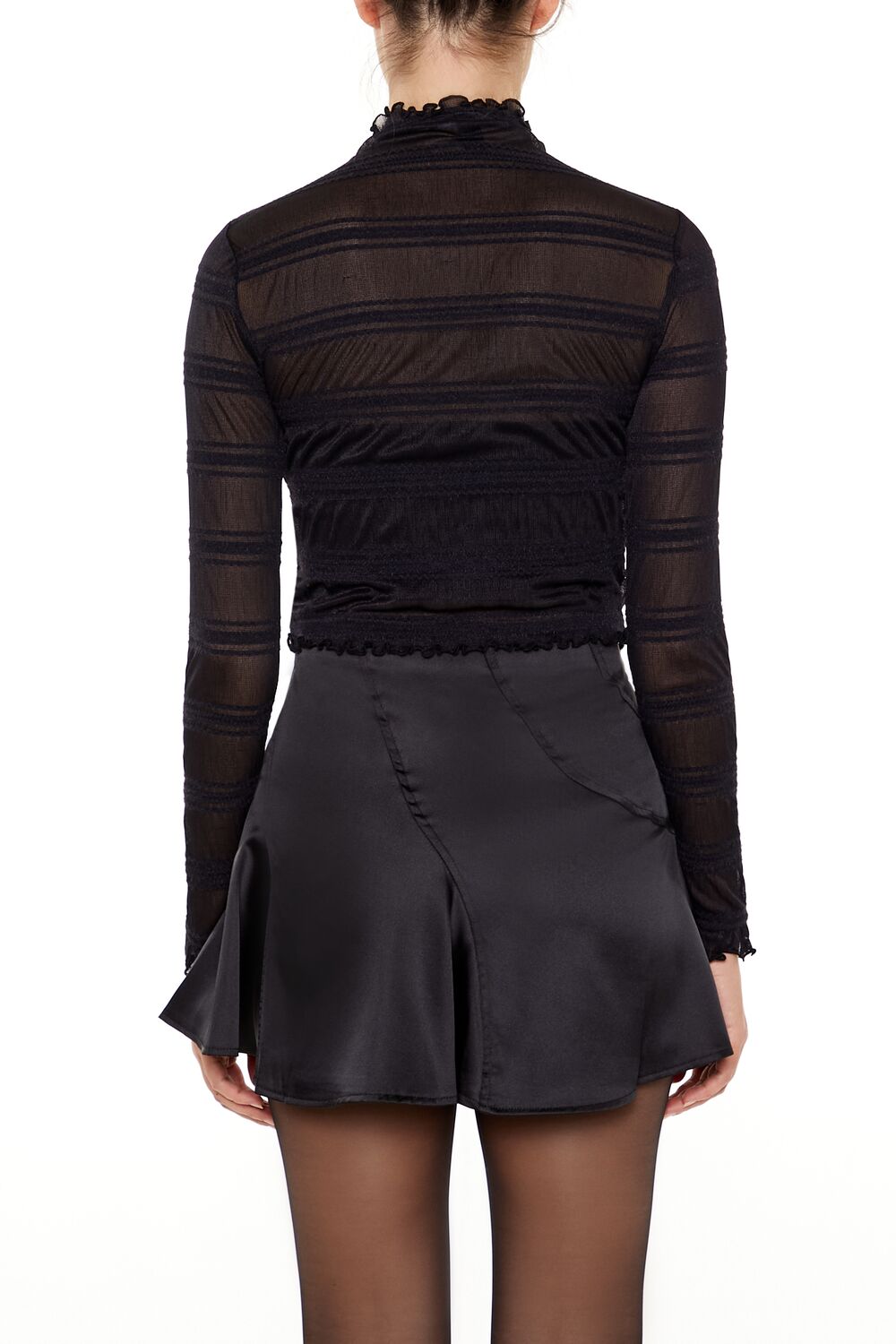  Forever 21 Shadow-Striped Crop Top - black - Bonton