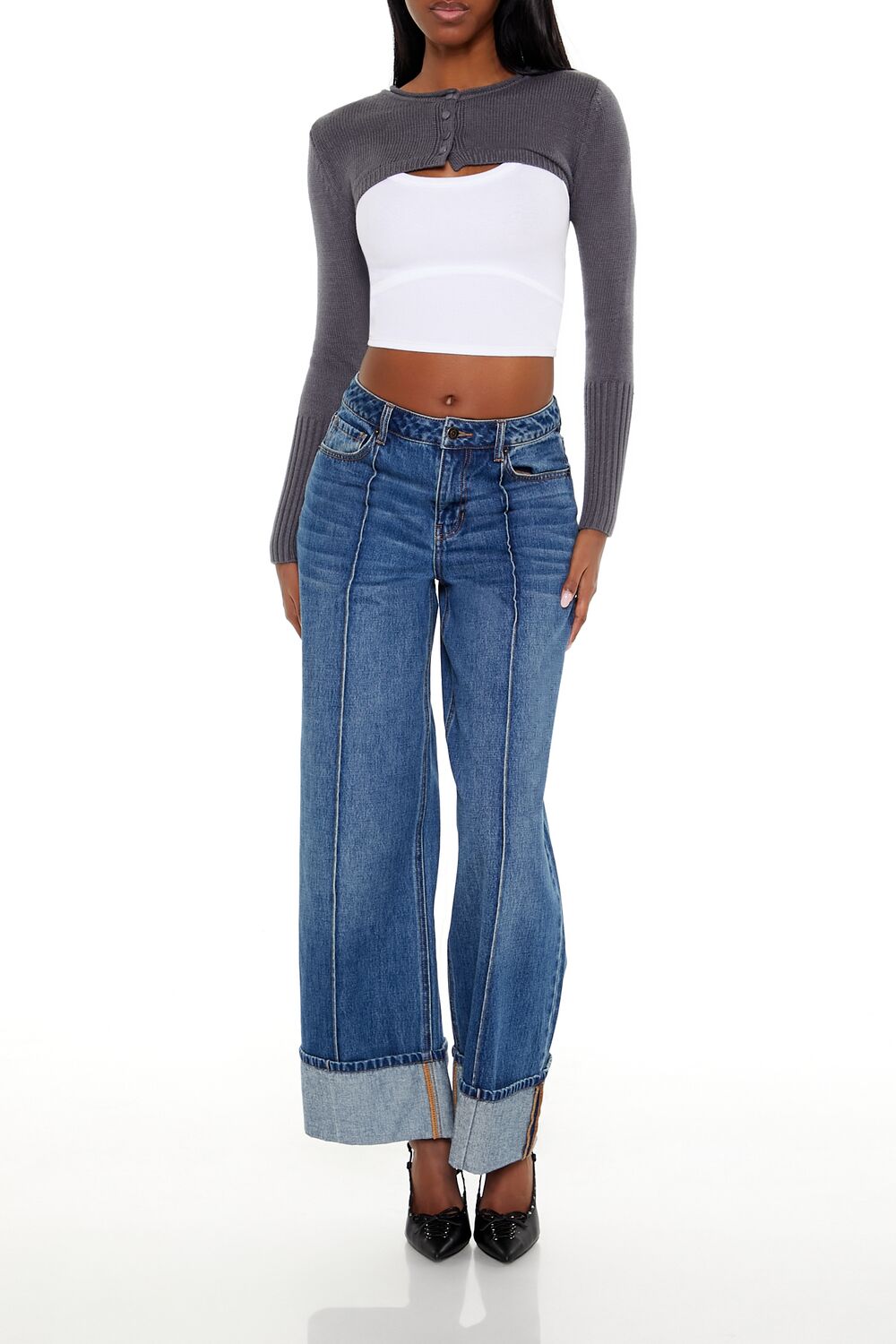  Forever 21 Shrug Cardigan Sweater - black - Bonton