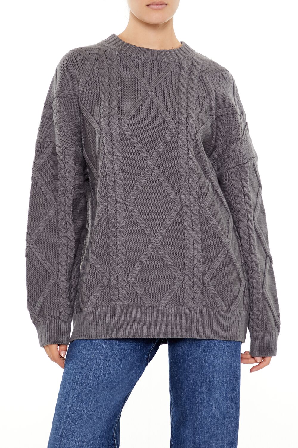  Forever 21 Cable Knit Sweater - dark grey - Bonton