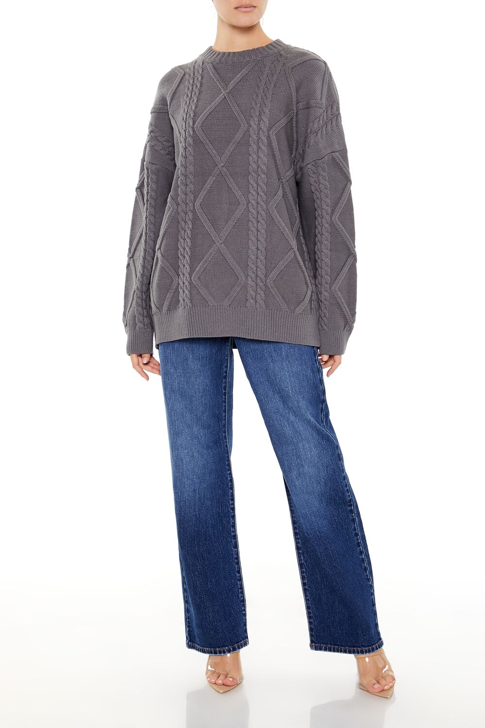  Forever 21 Cable Knit Sweater - dark grey - Bonton