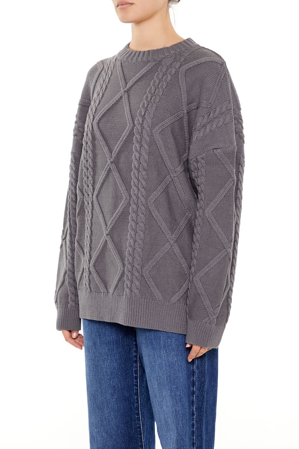  Forever 21 Cable Knit Sweater - dark grey - Bonton