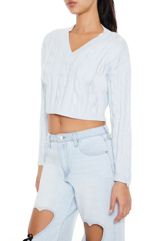 Cropped Cable Knit Sweater