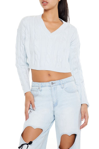 Cropped Cable Knit Sweater