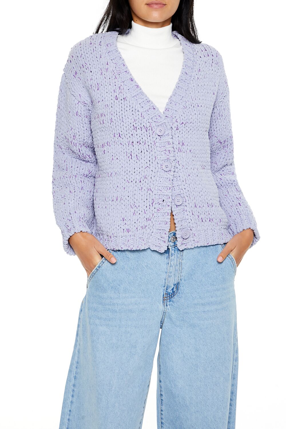  Forever 21 Marled Cardigan Sweater - purple multi - Bonton