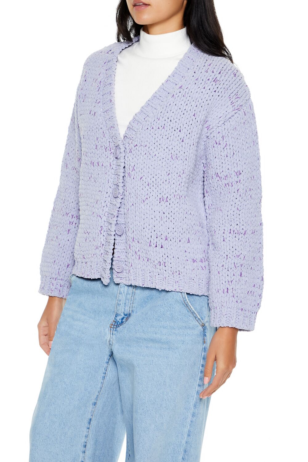  Forever 21 Marled Cardigan Sweater - purple multi - Bonton