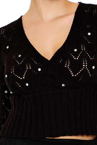 Rhinestone Cropped Sweater
