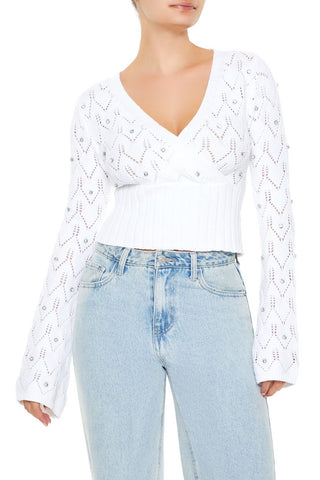 Rhinestone Cropped Sweater